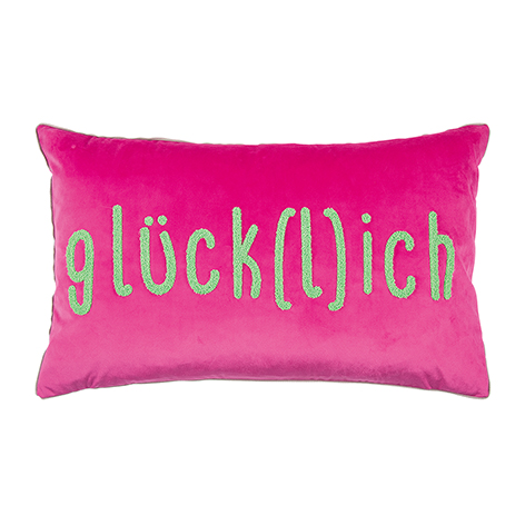 Pad Home Design Kissenhülle 35 x 60 cm GLÜCKLICH ca. 35x60 cm in Rechteckig hot pink von Pad Home Design