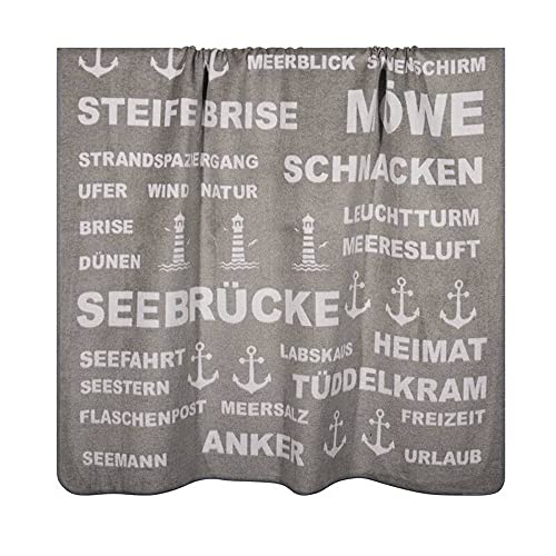 PAD Kuscheldecke OSTSEE Grey grau weiß Kuscheldecke Leuchtturm Strandhaus Deko von Pad