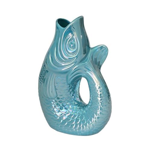 Pad Monsieur Carafon, Fisch -Vase/Krug/Kanne/Skulptur Fisch, Größe S, Fassungsvermögen 1,2 Liter, Größe 9,7 x 16,5 x 25cm (Rainbow Ocean) von Pad