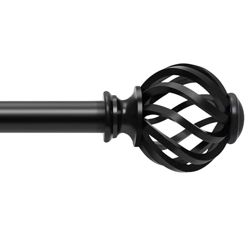 Gardinenstange, 71-145cm Gardinenstange Vorhangstange Verstellbare Beschläge Set mit Halterungen aus Edelstahl - 16 mm Durchmesser Gardinenstange Stil Rustikal Matt/Mattschwarz von PadPure