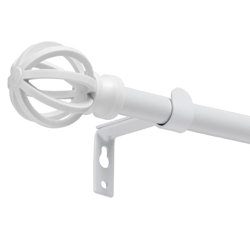 PadPure Gardinenstange Weiß (76-140cm) - Verstellbare Vorhangstange mit 16mm Durchmesser & Lochmuster-Kappe für Decken-/Wandmontage in Wohnräumen von PadPure