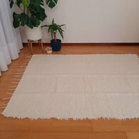 Großer Cremefarbener Teppich/Aus Baumwolle Wohnzimmerteppich Neutraler Für Schlafzimmer von PadaWorks