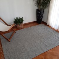 Großer Hellgrauer Teppich/Vintage Aus Baumwolle Für Flur Teppiche Wohnzimmer von PadaWorks