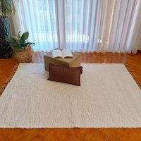 Großer Reiner Weißer Teppich/Neutraler Aus Baumwolle Für Wohnzimmer Babyzimmer Schlafzimmer von PadaWorks