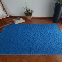 Großer Royalblauer Teppich/Vintage Baumwollteppich Unikat Für Wohnzimmer Kinderteppich Bauernteppich Teppiche Schlafzimmer von PadaWorks