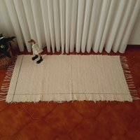 Handgewebter Creme Teppich/Für Schlafzimmer Wollteppich Badteppich Badezimmerteppich Rustikaler von PadaWorks