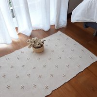 Kleiner Beige Teppich/Badematte Baumwollteppich Nachttisch Teppich Küchenmatte Waschbarer Duschmatte Rustikaler Haustür Badeteppich von PadaWorks