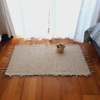 Kleiner Creme Teppich/Handgewebter Wollteppich Badezimmer Badematte Nachttisch Küchenteppich Waschbar Flur von PadaWorks