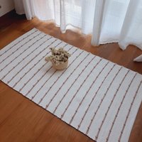 Kleiner Weißer Und Alter Rosenteppich/Baumwollteppich Küchenteppich Badematte Schlafzimmer Teppich Waschbarer Teppich Badezimmerteppich von PadaWorks
