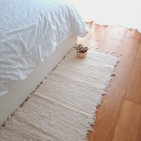 Langer Läufer 250cm/Cremefarbener Teppich Wollteppich Waschbar Dielenteppich von PadaWorks