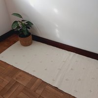 Langläufer Creme 200cm/Küchenteppich Teppichläufer Bodenmatte Boho Teppich Waschbarer Handgeknüpfter von PadaWorks