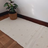Langer Läufer Creme 200 cm/Küchenteppich Teppichläufer Bodenmatte Boho Teppich Waschbarer Weicher Handgeknüpfter von PadaWorks