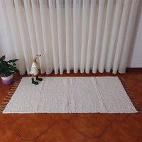 Mittelgroßer Reinweiß Teppich 70x140/Bettvorleger Rag Rug Für Kinderzimmer Badezimmer von PadaWorks