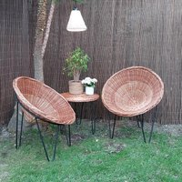 Weidenstühle Und Weiden Runder Tisch/Garten Dekor Küchen Terrasse Dekor Outdoor Möbel Vintage Stuhl von PadaWorks