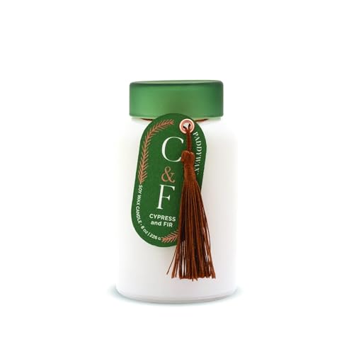 Milchglaskerze Zypressen und Tanne mit Deckel, 8 oz/226 g, Weiß von Paddywax