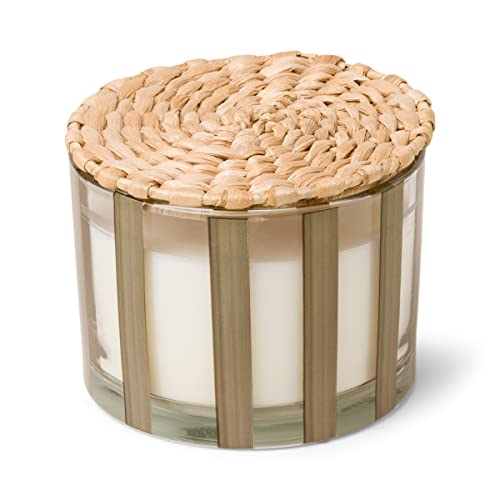 Paddywax Candles Al Fresco Collection Duftkerze in wiederverwendbarem Glas, 340 g, Baumwolle + Teak von Paddywax