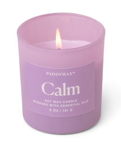 Paddywax Duftkerzen Wellness Collection Milchglas-Kerze mit 100% ätherischen Ölen, 141 g, Lavendel - Calm von Paddywax