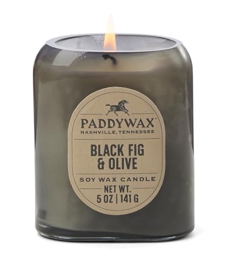 Paddywax Scented Candles Vista Collection Duftkerze im Vintage-Stil, aus Milchglas, 142 g, schwarze Feige und Olivgrün von Paddywax