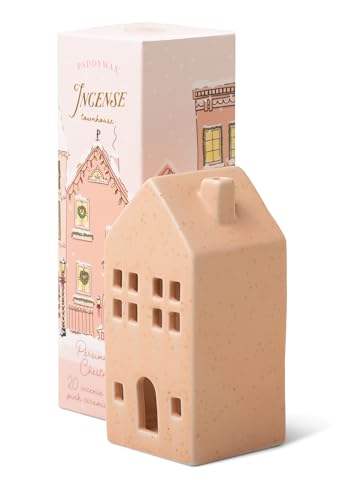 Village Räucherstäbchenhalter aus Keramik mit 20 Kegeln – Stadthaus Rosa – Kastanie Khaki von Paddywax