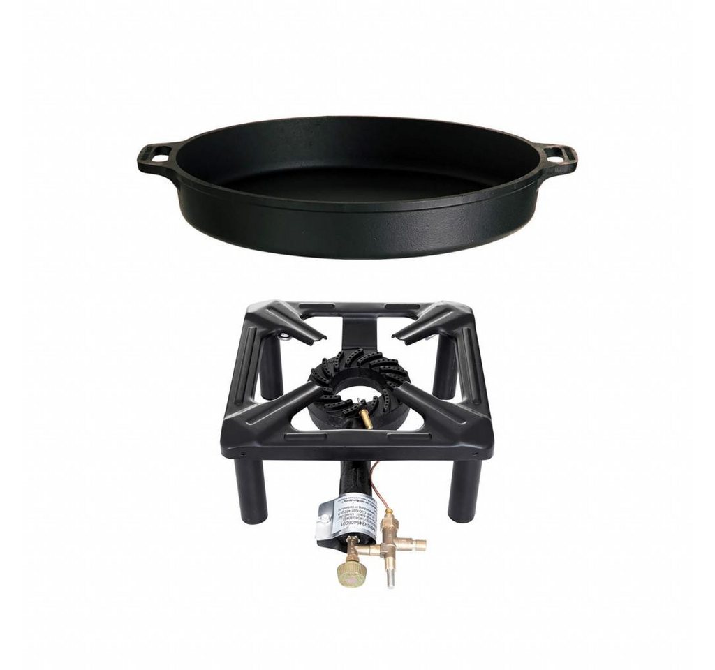 Paella World International Gasgrill Hockerkocher (groß) mit Zündsicherung, im Set mit wählbaren Zubehör von Paella World International