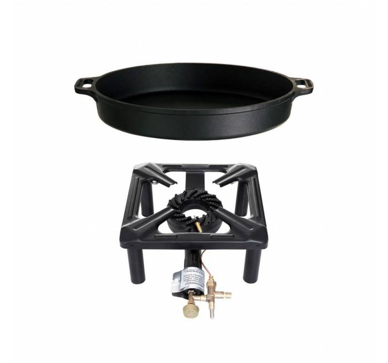 Paella World International Gasgrill Hockerkocher (groß) mit Zündsicherung, im Set mit wählbaren Zubehör von Paella World International