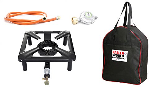 Hockerkocher mit 8.5 kW Leistung, Abmessung 30 x 30 x 15 cm inkl. Tasche und 50 mbar Gasanschluß-Set von PaellaWorld