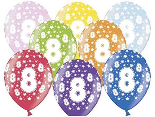 metalicznych balonów urodzinowych 8. 6 sztuki kolorowy von PartyDeco