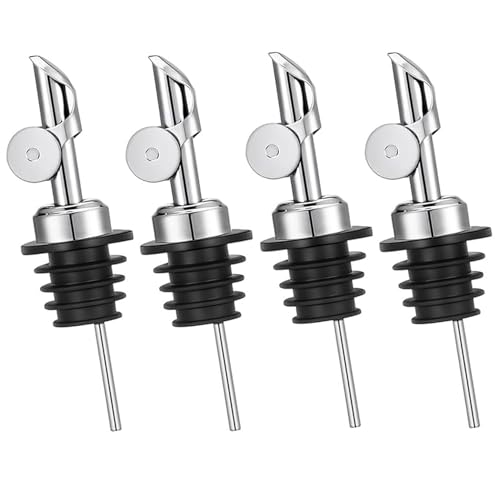 Pafusen 4 Olivenöl Ausgießer, Klappe Ausgießer und Hält Ihr Olivenöl Frisch, Ausgießer - Verhindert Auslaufen und Verschwendung (Edelstahl, Silber) von Pafusen