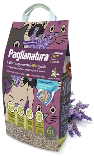 Katzenstreu Paglianatura Lavendel, 2,4 kg/6 l, klumpend, natürlich, parfümiert, langanhaltende Geruchskontrolle von Buosha