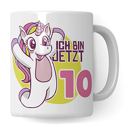 10. Geburtstag Mädchen Tasse, Geschenk 10 Geburtstag Tochter, Becher 10 Jahre alt Werden Spruch Geschenkidee für Tochter & Enkelin, Geburtstagsgeschenk Deko Einhorn Becher von Pagma Druck