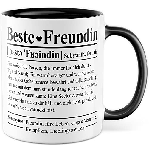 Beste Freundin Tasse Definition Freundinen Kaffeetasse BFF Frauen Geschenkidee Geschenk Freunde für immer Freundschaft Spruch (Weiß/Schwarz) von Pagma Druck