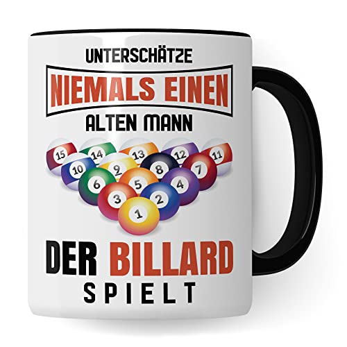 Billard Tasse Geschenkidee Pool Kaffeetasse Humor Witz Geschenk für Billardspieler Kaffeebecher Billardspiel Becher (Weiß & Schwarz) von Pagma Druck