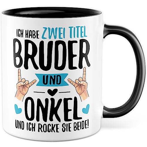 Bruder und Onkel Tasse Geschenk lustig Patenonkel Bruderherz Geburt Neffe Nichte Kaffeetasse Geschenkidee Humor Familie Rock Rockfan Geschwister von Pagma Druck