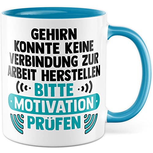 Büro Tasse lustig Arbeitstasse mit humorvollem Spruch Kaffeetasse Witz Kaffee-Becher Arbeitsplatz Chef Geschenk Kollege Geschenkidee Kollegin Büro-Accessoire für den Schreibtisch Teetasse (Weiß/Blau) von Pagma Druck