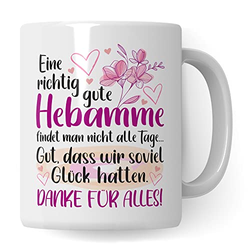 Dankes-Geschenk-Tasse Hebamme, Hebamme Geschenk Dankeschön Tasse schöner Sprüch schönes Motiv Kaffeetasse (Weiß) von Pagma Druck