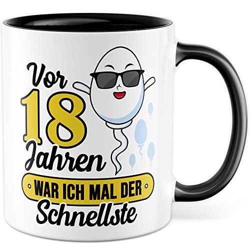 Geburtstag Tasse Lustig 18 Geschenkidee Kaffeetasse Spermien mit Sonnenbrille 18ter Geburtstagskind Geschenk Samen Witz Kaffee-Becher witziger Spruch Happy Birthday Humor (18) von Pagma Druck