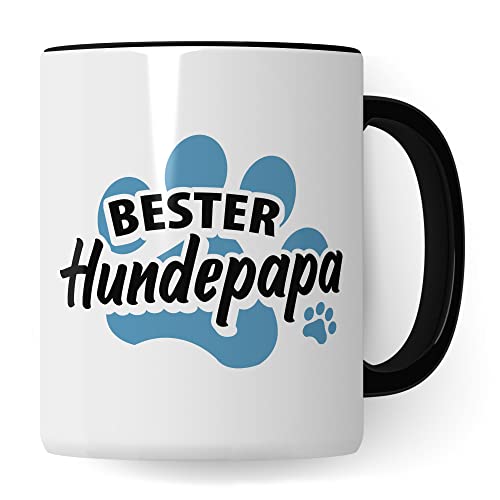 Hundepapa Tasse Geschenkidee Herrchen Kaffeetasse Geschenk für Hundebesitzer Kaffeebecher Hunde Becher (Weiß & Schwarz) von Pagma Druck