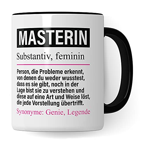 Masterin Tasse lustig, Masterin Geschenk Beruf, Spruch Masterarbeit Geschenkidee, Kaffeetasse Beruf Studium Master-studentin Kaffeebecher Teetasse Becher von Pagma Druck