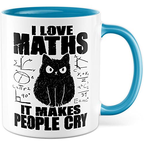 Mathe Tasse Mathematik Geschenkidee Mathelehrerin Kaffeetasse mit lustigen Spruch Geschenk für Mathelehrer Kaffeebecher Maths Becher (Weiß & Blau) von Pagma Druck