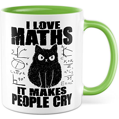 Mathe Tasse Mathematik Geschenkidee Mathelehrerin Kaffeetasse mit lustigen Spruch Geschenk für Mathelehrer Kaffeebecher Maths Becher (Weiß & Grün) von Pagma Druck