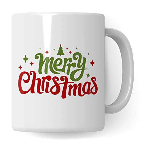 Merry Christmas Tasse, Geschenk Weihnachten Adventszeit Deko, Becher Weihnachtsmotiv Kaffeetasse mit Xmas Aufdruck, Kaffeebecher Frauen & Männer Kaffeebecher von Pagma Druck