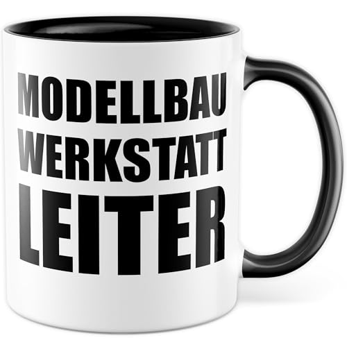 Modellbauer Tasse mit Spruch - Modellbau Werkstatt-Leiter - Kaffeetasse aus Keramik 330ml - Modellbau Handwerk Modell Hobby Kaffee-Becher Modellbaukunst Werkstatt Beruf von Pagma Druck