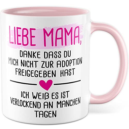 Mutter Tasse mit Spruch Geschenk Muttertag lustig Mama Adoption Kaffeetasse Humor Tochter Sohn Mami Geschenkidee Kaffee-Becher Familie Geburtstag Teetasse witzig Kinder von Pagma Druck