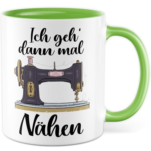 Nähen Tasse mit Spruch - Ich geh dann mal nähen - Kaffeetasse aus Keramik 330ml - Näharbeiten Hobby Näherin Schneider Nähmaschine Stoff Wolle Geschenkidee Kaffee-Becher von Pagma Druck