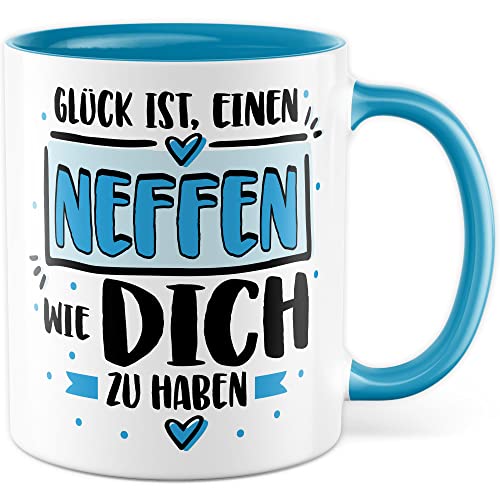 Neffen Tasse mit Spruch Kaffeetasse Onkel Kakao-Becher Neffe Geschenk Geschenkidee Tante Geburtstag Dankeschön Familie Lieblingsneffe Patenkind Kaffee-Becher Kakaotasse Patenonkel Patentante Nichte von Pagma Druck