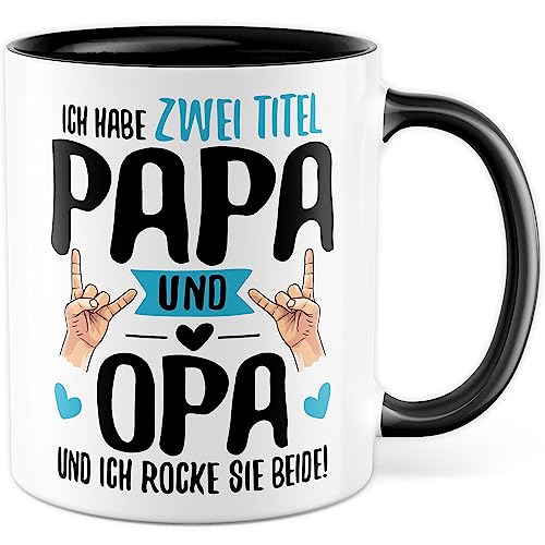 Opa und Papa Tasse Geschenk lustig Vater Großvater Vatertag Kaffeetasse Geschenkidee Humor Geburt Enkel Eltern Großeltern Rock Rockfan von Pagma Druck