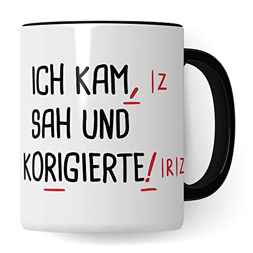 Pagma Druck Lehrer Tasse lustig: Ich kam, SAH und korrigierte | Tasse für Lehrerin & Lehrer Geschenk | Geschenkidee Schule Deutschlehrer Deutschlehrerin Lehramt Kaffeetasse von Pagma Druck