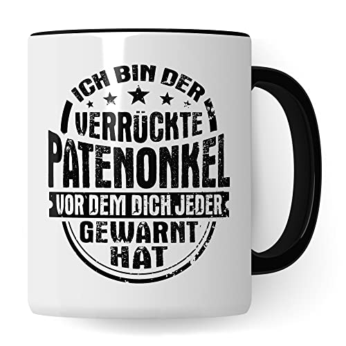 Patenonkel Tasse Geschenkidee Pate Kaffeetasse Humor Witz Geschenk für Onkel Kaffeebecher Familie Becher (Weiß & Schwarz) von Pagma Druck