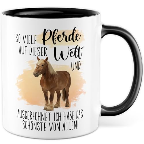 Pferde Tasse personalisiert - Geschenk So viele Pferde und ich hab das schönste - Kaffeetasse 330ml aus Keramik - eigenes Bild Pferd Mädchen Frauen Geschenkidee Pony Kaffee-Becher von Pagma Druck