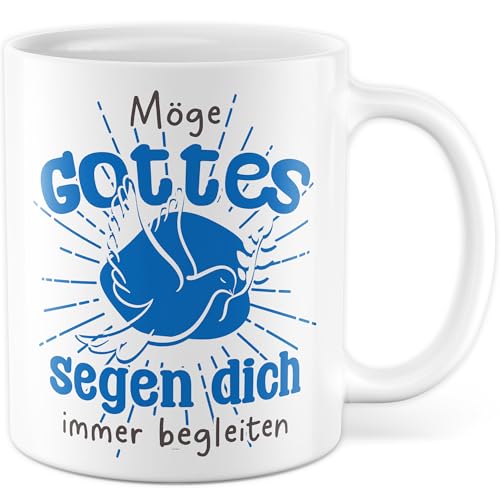 Religion Tasse mit Spruch – Geschenk Möge Gottes Segen dich immer begleiten – Kaffeetasse 330ml aus Keramik – Christ Christentum Gott Religiös Kirche Familie Kaffee-Becher von Pagma Druck